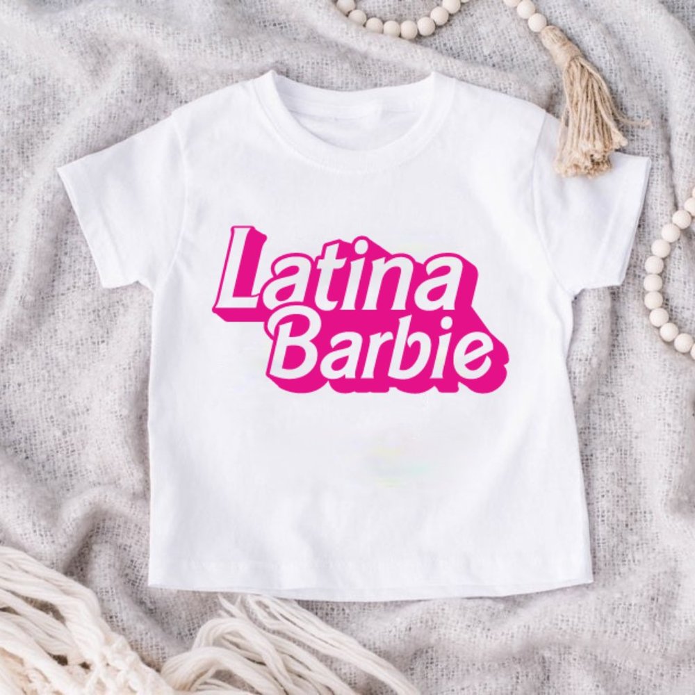 Latina Barbie White Shirt, Barbie Girl Shirt, White and Pink Barbie Girl Shirt